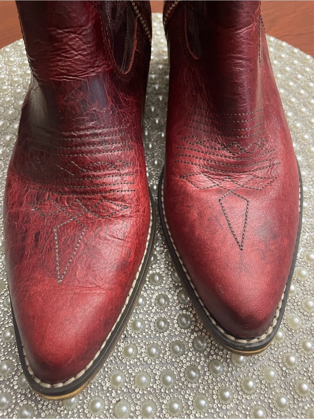 dingo Red Leather Western Ankle Booties